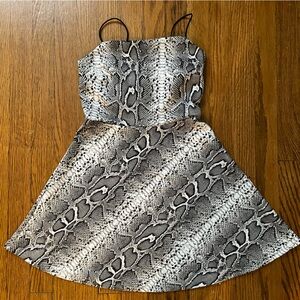 Streetwear Society Snake Print Fit and Flare Mini Dress